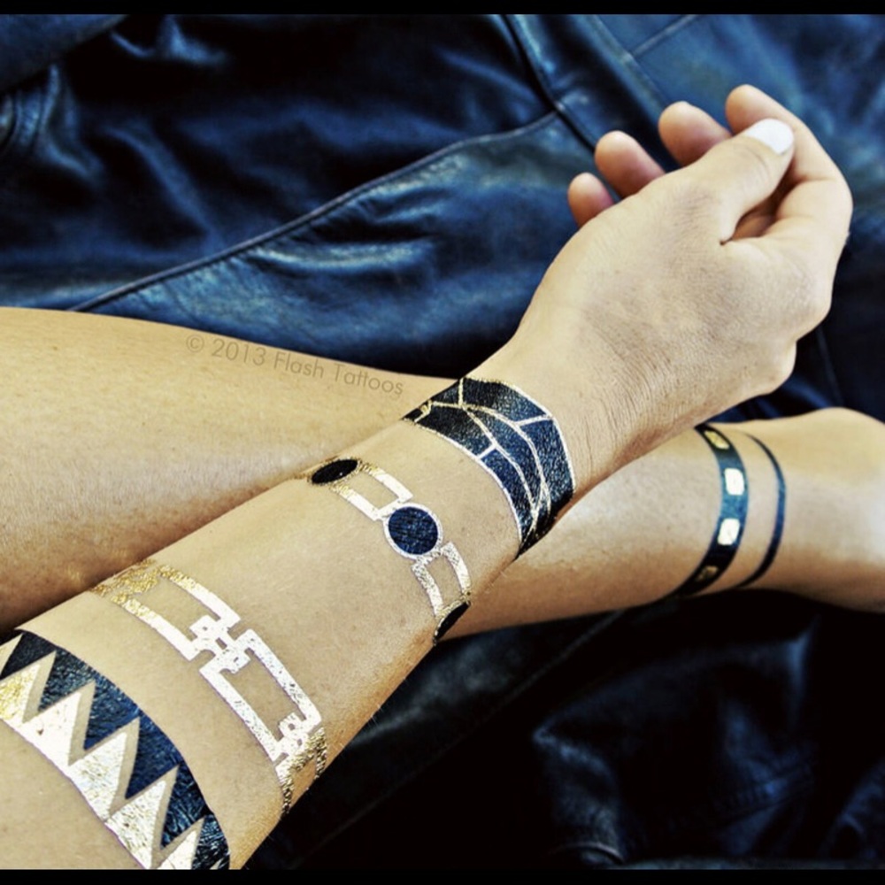Flash Tattoos (Nikki) 31 Metallic Temporary Tat Festival Concert Party Edgy Rock